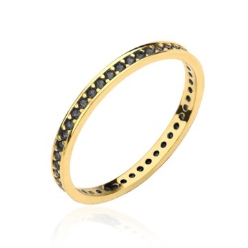 Inel Elegant din Aur 14K cu Pietre Negre - Img 2
