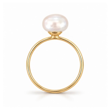 Inel White Harmony din aur 14k cu perla naturala de cultura - Img 2