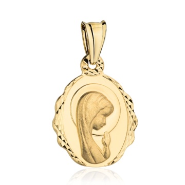 Medalion Aur cu Fecioara Maria Rugându-se și Diamante Delicate - Img 2