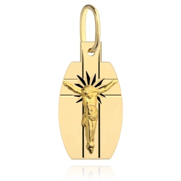 Medalion Religios Aur 14K Cu Isus Pe Cruce