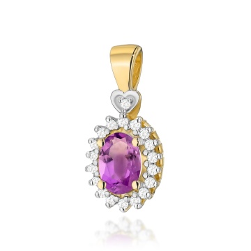 Pandantiv Aur 14K cu Ametist 0.40 ct si Diamante Naturale 0.10 ct - Img 5