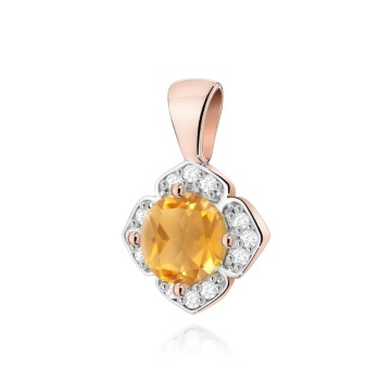 Pandantiv Aur 14K cu Citrin 0.50 ct si Diamante Naturale 0.06 ct - Img 3