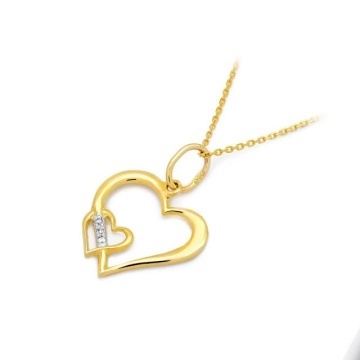 Pandantiv Aur 14K cu Diamante Naturale 0.01 ct - Img 2