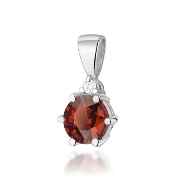 Pandantiv Aur 14K cu Granat 0.60 ct si Diamant Natural 0.01 ct - Img 6