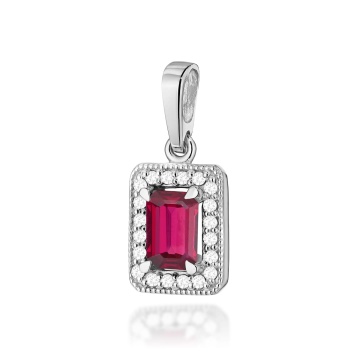 Pandantiv Aur 14K cu Rubin 0.80 ct si Diamante Naturale 0.10 ct - Img 5