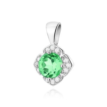 Pandantiv Aur 14K cu Smarald 0.50 ct si Diamante Naturale 0.06 ct - Img 4