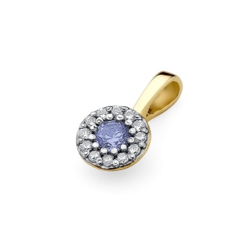 Pandantiv Aur 14K cu Tanzanit 0.15 ct si Diamante Naturale 0.10 ct - Img 2