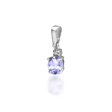 Pandantiv Aur 14K cu Tanzanit 0.40 ct si Diamant Natural 0.01 ct - Img 5
