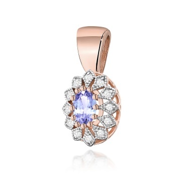 Pandantiv Aur 14K cu Tanzanit 0.40 ct si Diamante Naturale 0.10 ct - Img 3