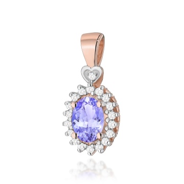 Pandantiv Aur 14K cu Tanzanit 0.40 ct si Diamante Naturale 0.10 ct - Img 5