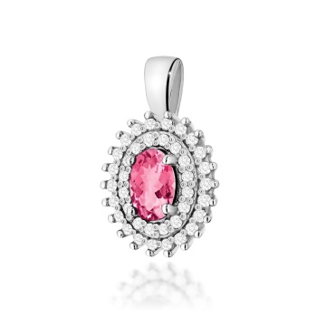 Pandantiv Aur 14K cu Topaz Roz 0.50 ct si Diamante Naturale 0.19 ct - Img 3