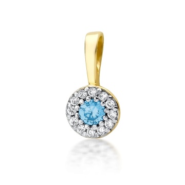 Pandantiv Aur 14K cu Topaz Swiss 0.15 ct si Diamante Naturale 0.10 ct
