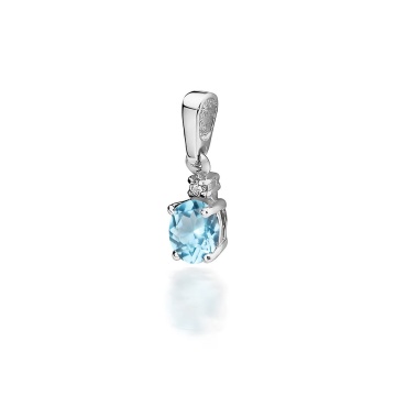 Pandantiv Aur 14K cu Topaz Swiss 0.50 ct si Diamant Natural 0.01 ct - Img 5