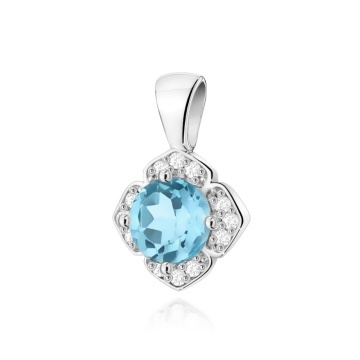 Pandantiv Aur 14K cu Topaz Swiss 0.50 ct si Diamante Naturale 0.06 ct - Img 5