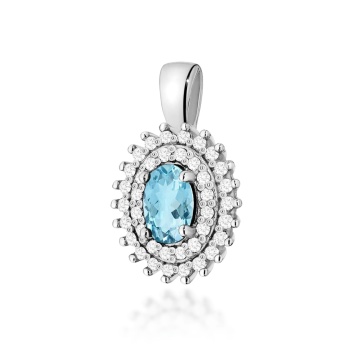 Pandantiv Aur 14K cu Topaz Swiss 0.50 ct si Diamante Naturale 0.19 ct - Img 3