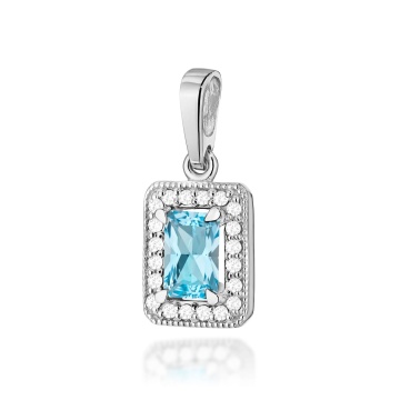 Pandantiv Aur 14K cu Topaz Swiss 0.65 ct si Diamante Naturale 0.10 ct - Img 2