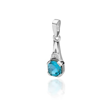 Pandantiv Aur 14K cu Topaz Swiss 1.10 ct si Diamant Natural 0.01 ct - Img 5