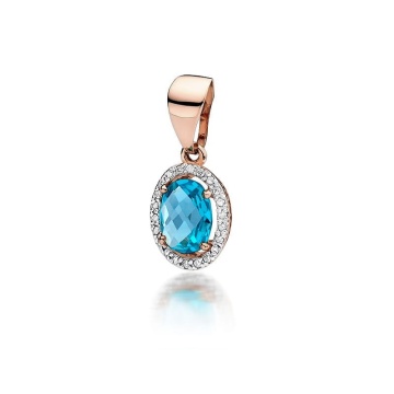 Pandantiv Aur 14K cu Topaz Swiss 1.70 ct si Diamante Naturale 0.11 ct - Img 3