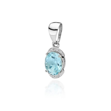 Pandantiv Aur 14K cu Topaz Swiss 3.00 ct si Diamante Naturale 0.04 ct - Img 5