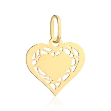 Pandantiv Aur 14K Două Inimi și Design Elegant - Img 2