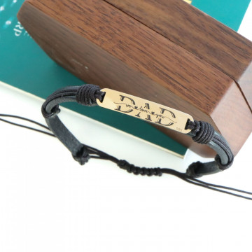 Bratara Dad we love you din AUR 14K si Piele Naturală - Img 2