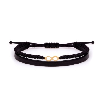 Bratara Infinity String din AUR 14K si Piele Naturală