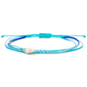 Brățară reglabila de picior Ocean Shell cu Miyuki si bilute din AUR 14K