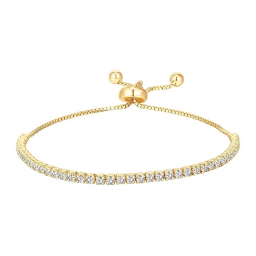 Bratara Reglabila Tennis din Inox placata cu AUR 18K