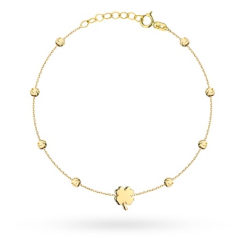 Brățară Trifoi cu Mărgele Delicate din Aur 14K