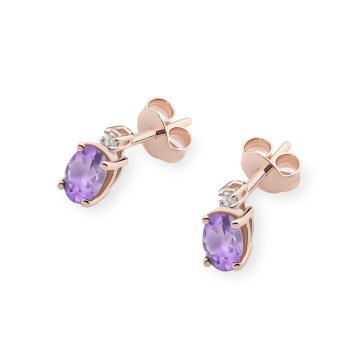 Cercei Aur 14K cu Ametist 0.40 ct si Diamante Naturale 0.03 ct - Img 5