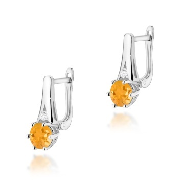 Cercei Aur 14K cu Citrin 0.50 ct si Diamante Naturale 0.03 ct - Img 2
