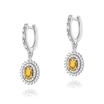 Cercei Aur 14K cu Citrin 0.60 ct si Diamante Naturale 0.44 ct - Img 3