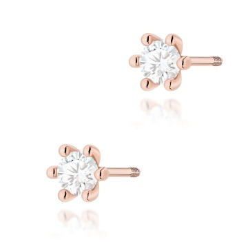 Cercei Aur 14K cu Diamant de Laborator 0.15 ct Filet cu Protectie - Img 4