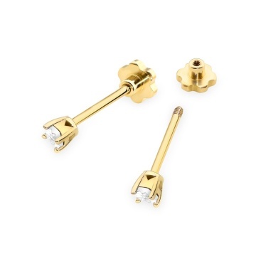 Cercei Aur 14K cu Diamant Natural 0.01 ct Filet cu Protectie - Img 2
