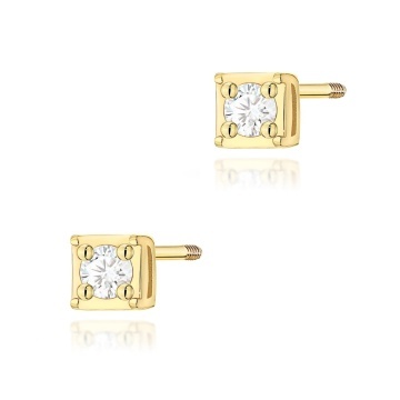 Cercei Aur 14K cu Diamant Natural 0.03 ct Filet cu Protectie
