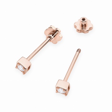 Cercei Aur 14K cu Diamant Natural 0.03 ct Filet cu Protectie - Img 5
