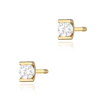 Cercei Aur 14K cu Diamant Natural 0.04 ct Filet cu Protectie