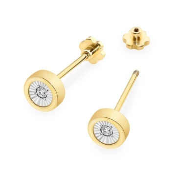 Cercei Aur 14K cu Diamant Natural 0.08 ct Filet cu Protectie - Img 2