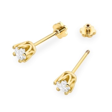 Cercei Aur 14K cu Diamant Natural 0.30 ct Filet cu Protectie - Img 2