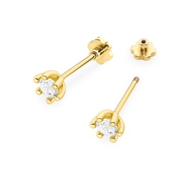 Cercei Aur 14K cu Diamant Natural 0.30 ct Filet cu Protectie - Img 2
