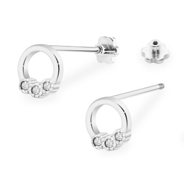 Cercei Aur 14K cu Diamant Natural Filet cu Protectie - Img 8