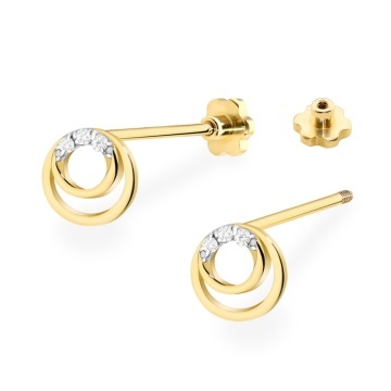 Cercei Aur 14K cu Diamante Naturale 0.03 ct Filet cu Protectie - Img 2