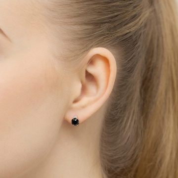 Cercei Aur 14K cu Diamante Naturale Albe si Negre 0.53 ct Filet cu Protectie - Img 2