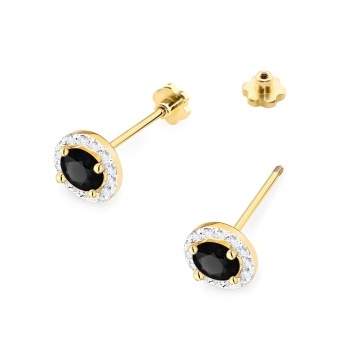 Cercei Aur 14K cu Diamante Naturale Albe si Negre 0.74 ct Filet cu Protectie - Img 2
