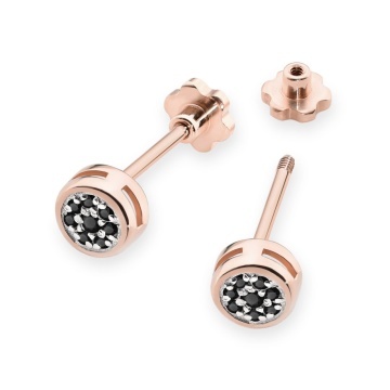 Cercei Aur 14K cu Diamante Naturale Negre 0.08 ct Filet cu Protectie - Img 4