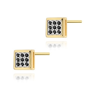 Cercei Aur 14K cu Diamante Naturale Negre 0.09 ct