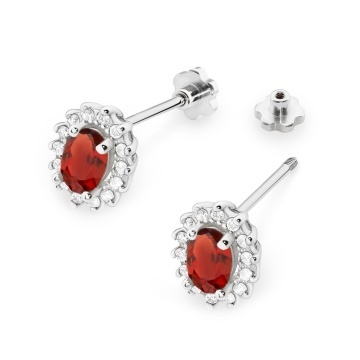 Cercei Aur 14K cu Granat 0.50 ct si Diamante Naturale 0.24 ct Filet cu Protectie - Img 5