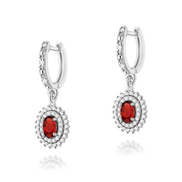 Cercei Aur 14K cu Granat 0.50 ct si Diamante Naturale 0.44 ct - Img 3