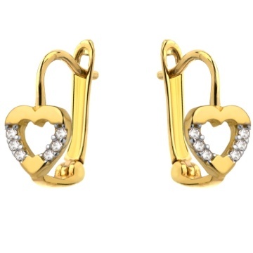 Cercei Aur 14k cu Inima si Zirconii Laterale - Img 2