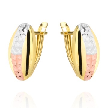 Cercei Aur 14k cu Model Roz si Alb